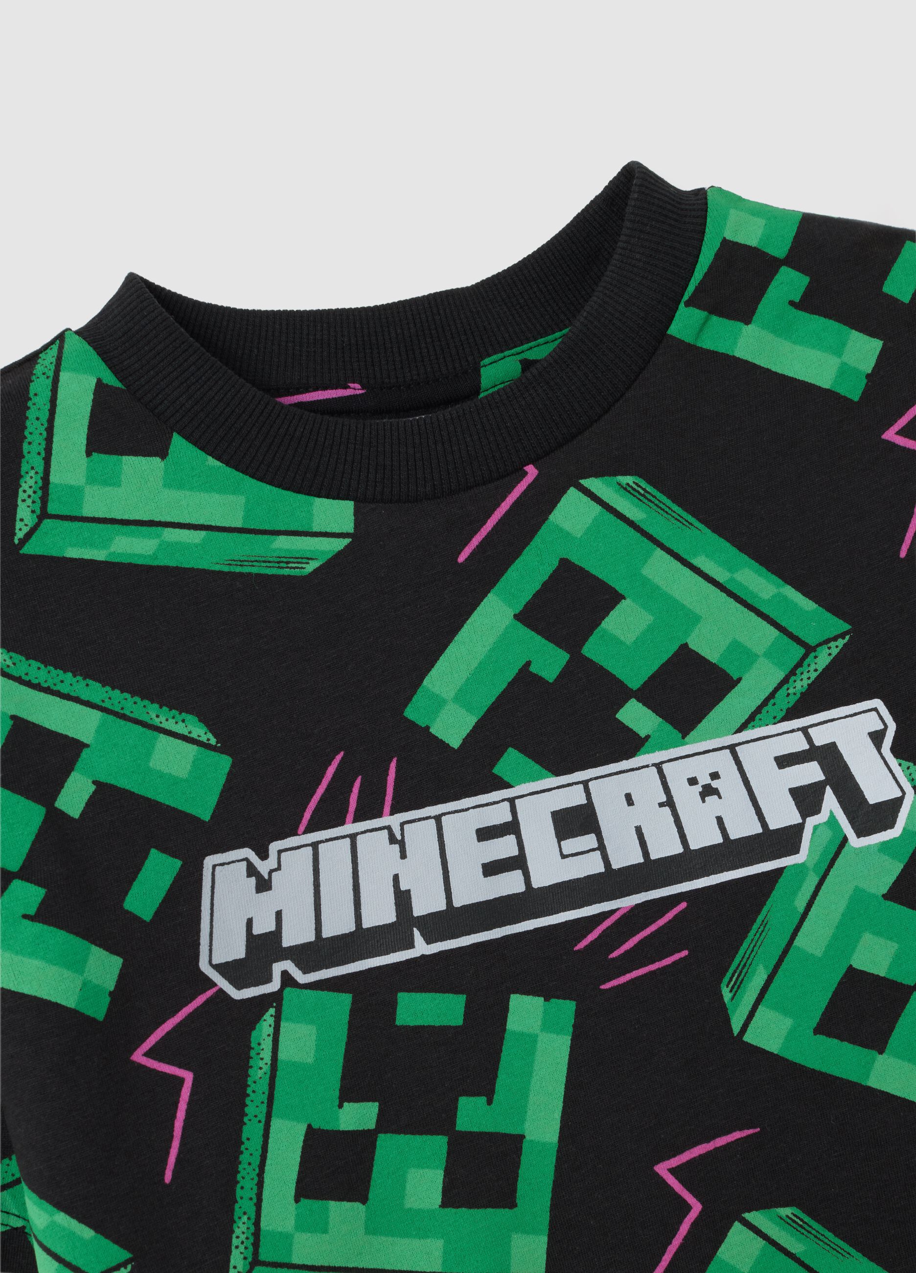 Children's pure cotton multi-coloured regular fit t-shirt with Minecraft print