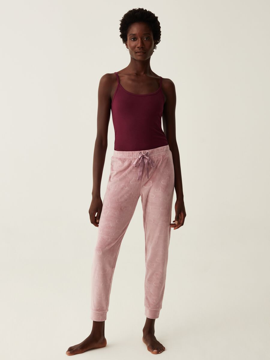 Pantalone pigiama lungo con disegno a cuori_0