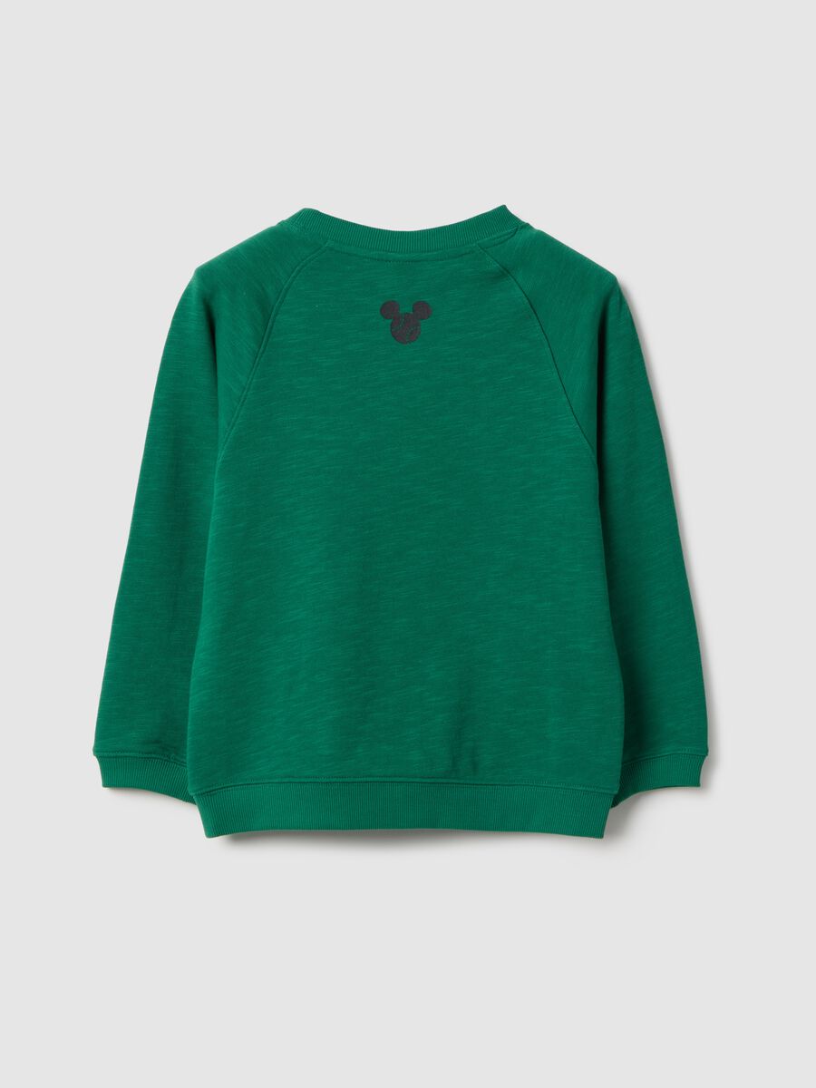 Regular fit green pure cotton kids' sweatshirt with Mickey Mouse print_1