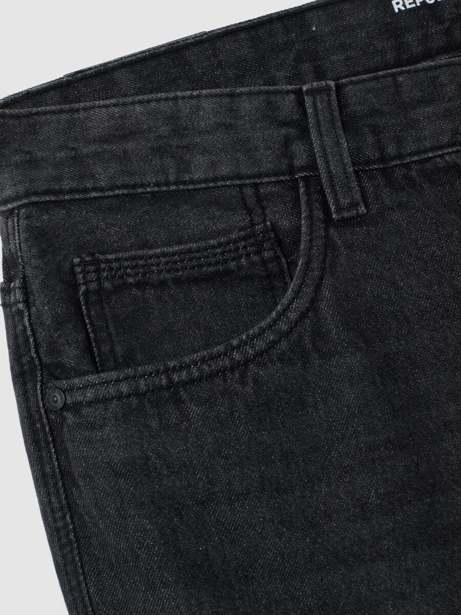 Slim fit pure black cotton jeans_5