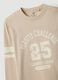 Beige pure organic cotton T-shirt with college print for boys_4