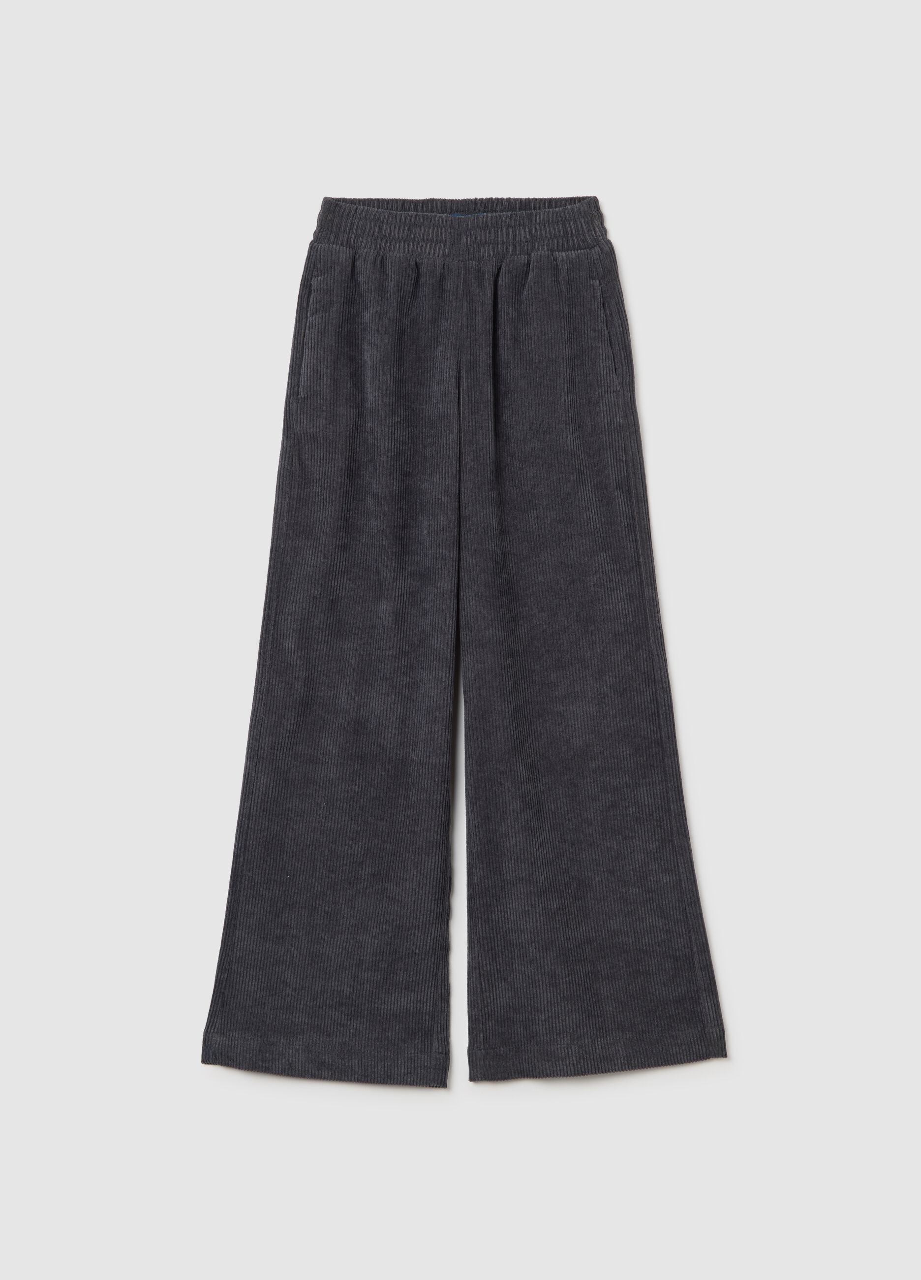 Girls' grey corduroy trousers with relaxed fit