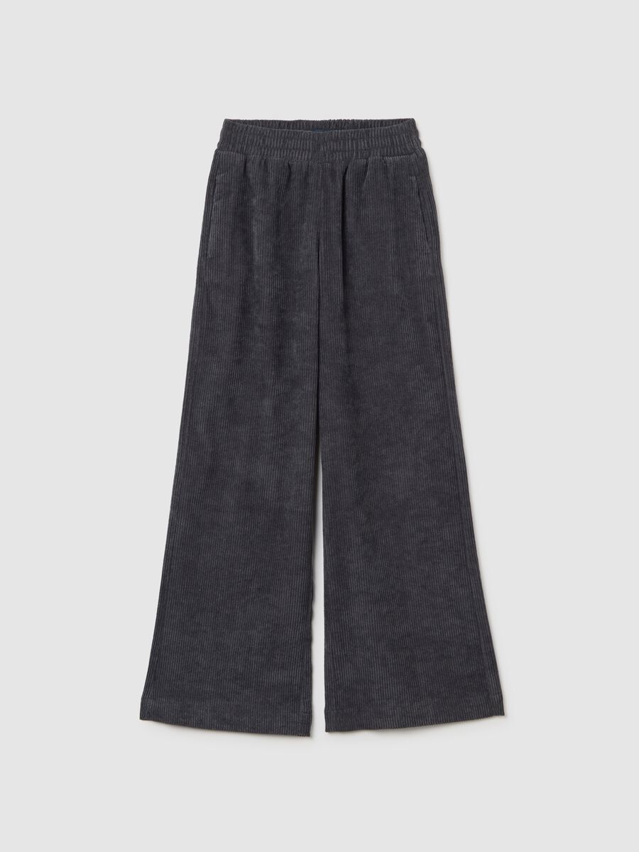 Girls' grey corduroy trousers with relaxed fit_0