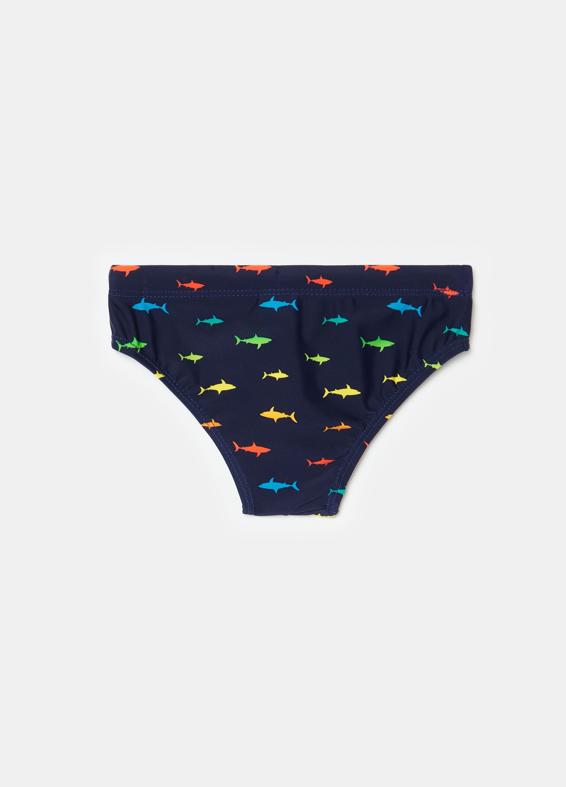 Swim briefs with print and drawstring
