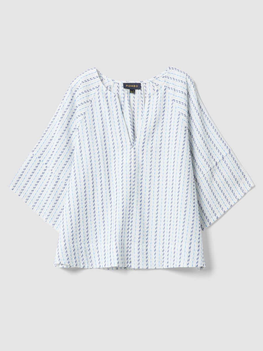 White pure cotton striped shirt_0