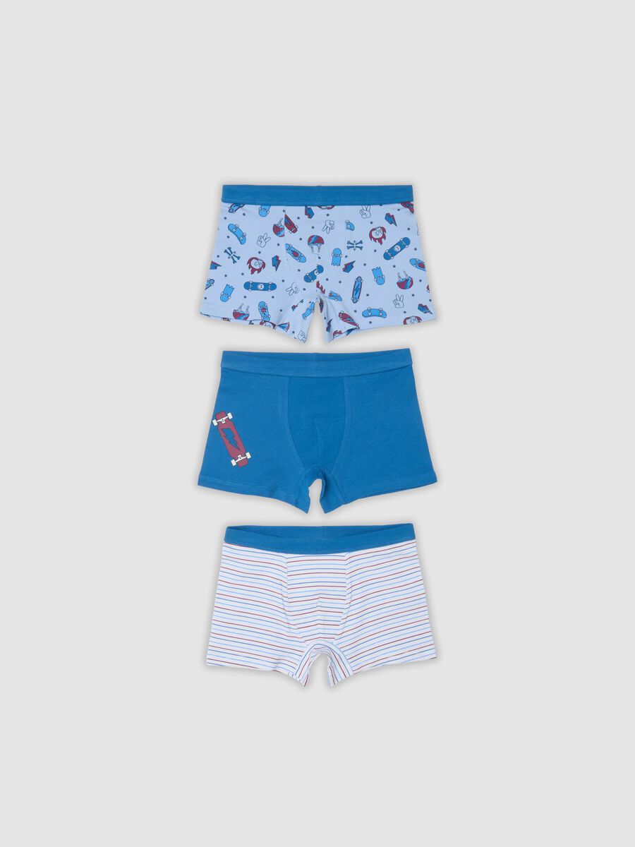 3-pack of multicolour organic stretch cotton midi boxer shorts with pattern_0