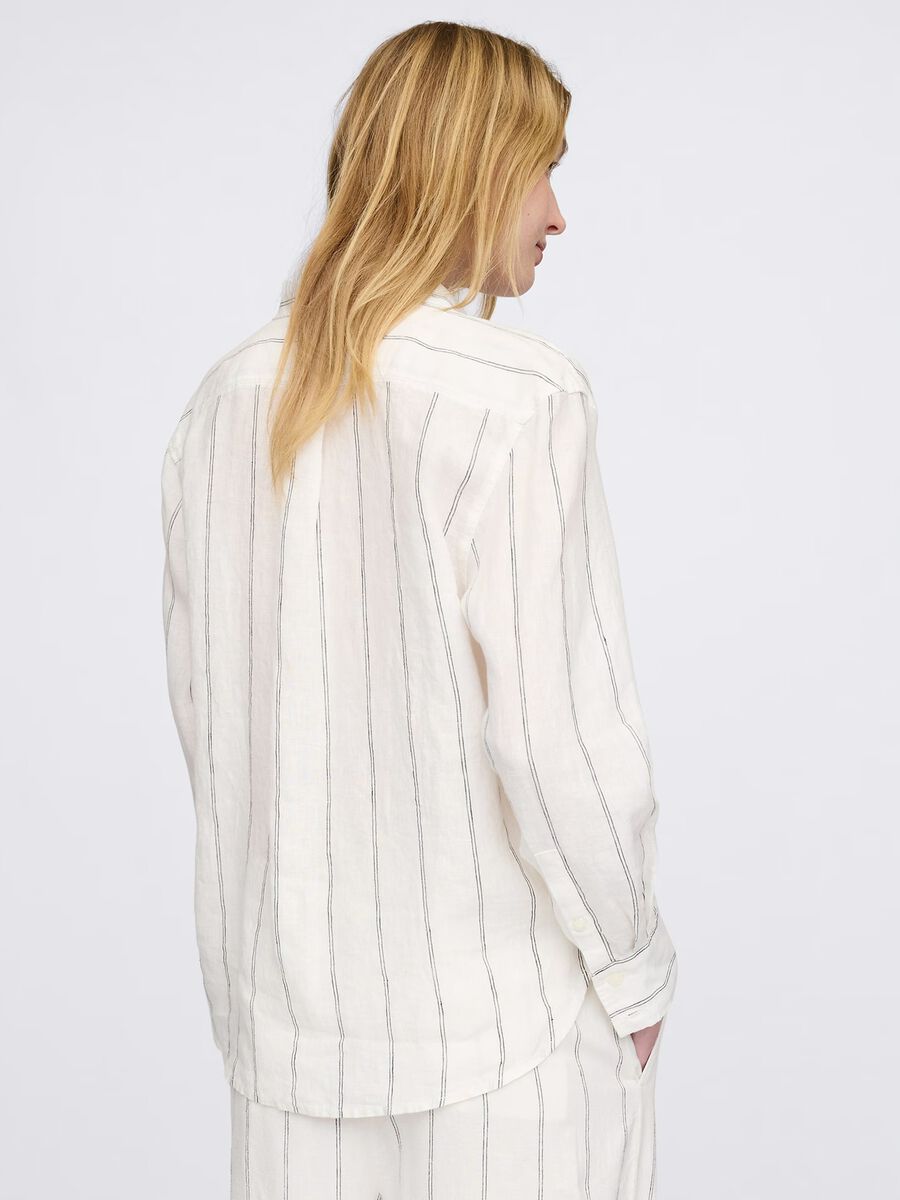 Wide white striped shirt in 100% linen_2