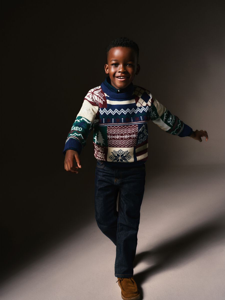 Maglione multicolor da bambino regular fit con fantasia jacquard_0