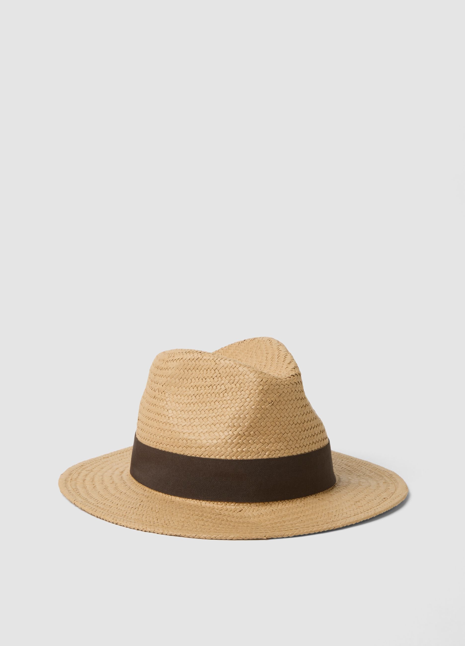 Beige hat in paper-blend fabric
