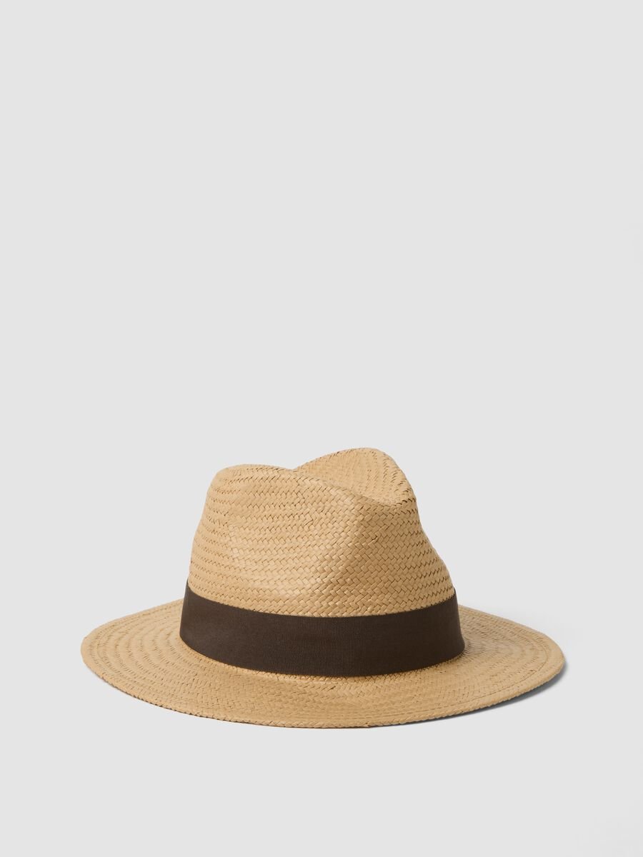 Cappello beige in misto tessuto carta_0
