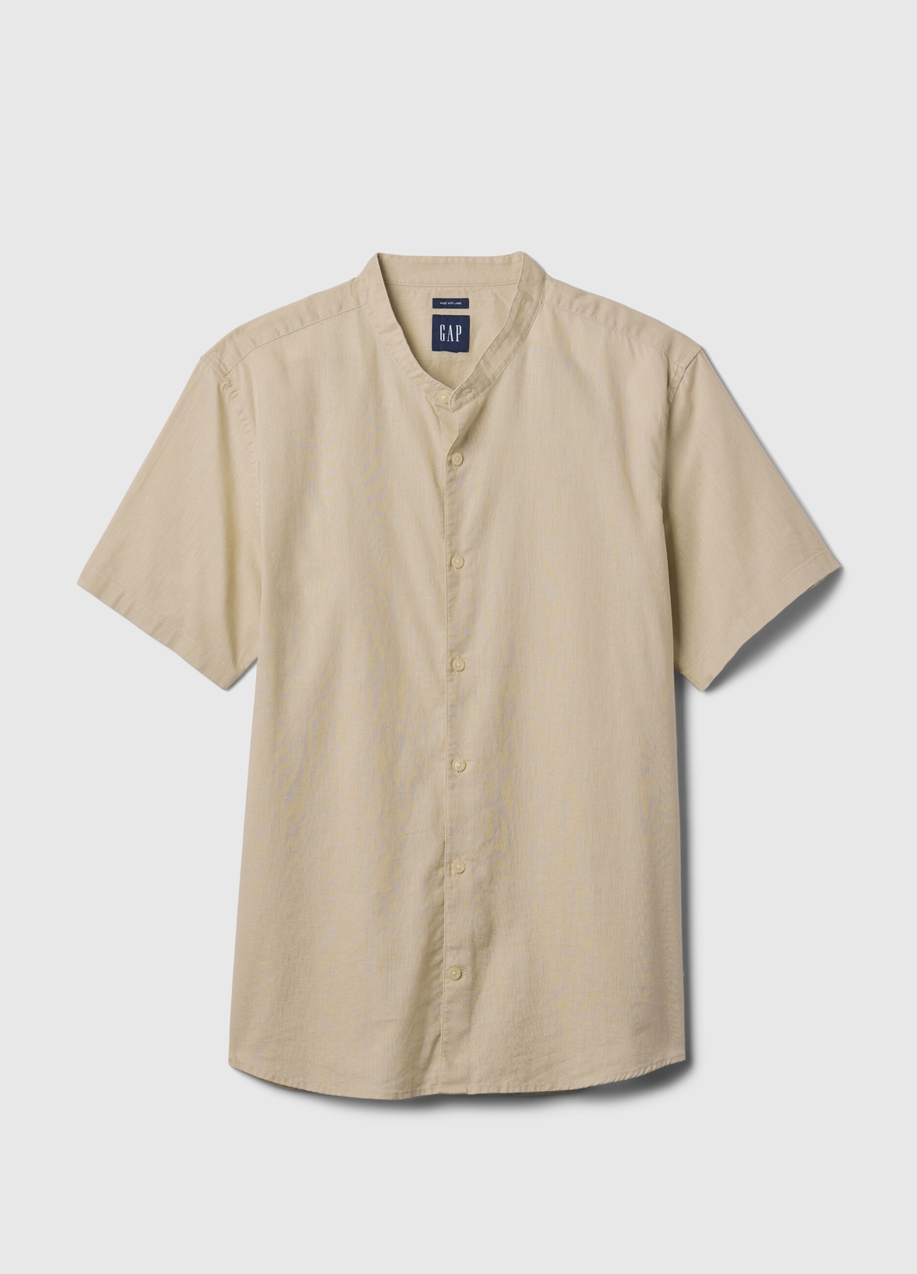 Camicia a maniche corte collo alla coreana