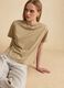 Beige lyocell and cotton-blend T-shirt_0