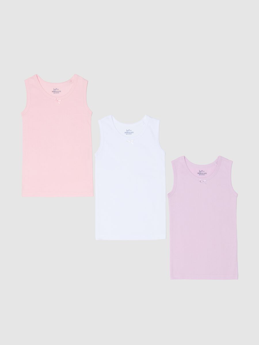 Three-pack racerback vests in jersey with bow_0