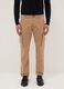 Beige stretch cotton slim fit cargo trousers_1