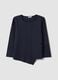 Blue long-sleeved regular-fit stretch cotton blouse_0