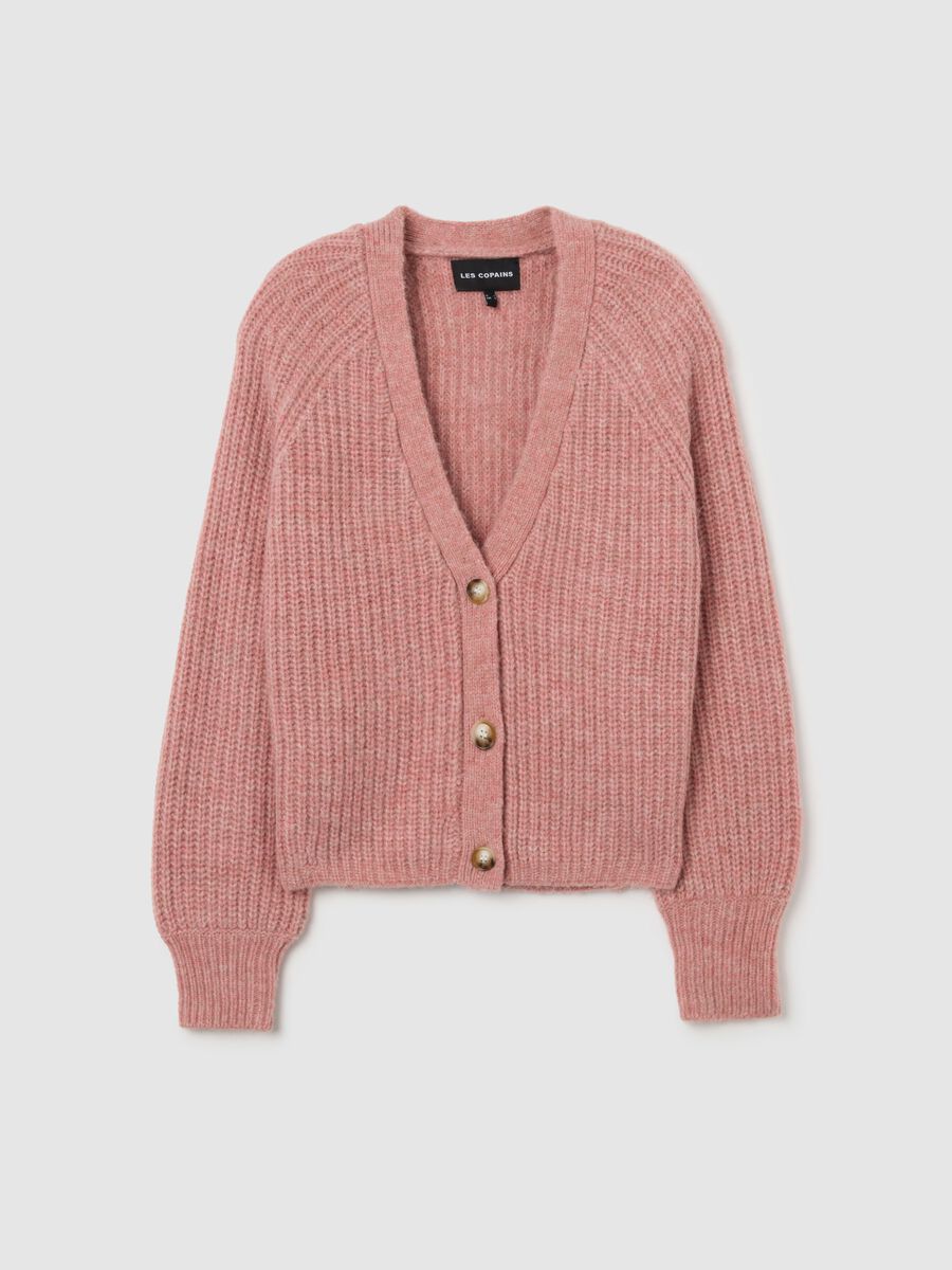 Cardigan rosa a coste vestibilità over_4