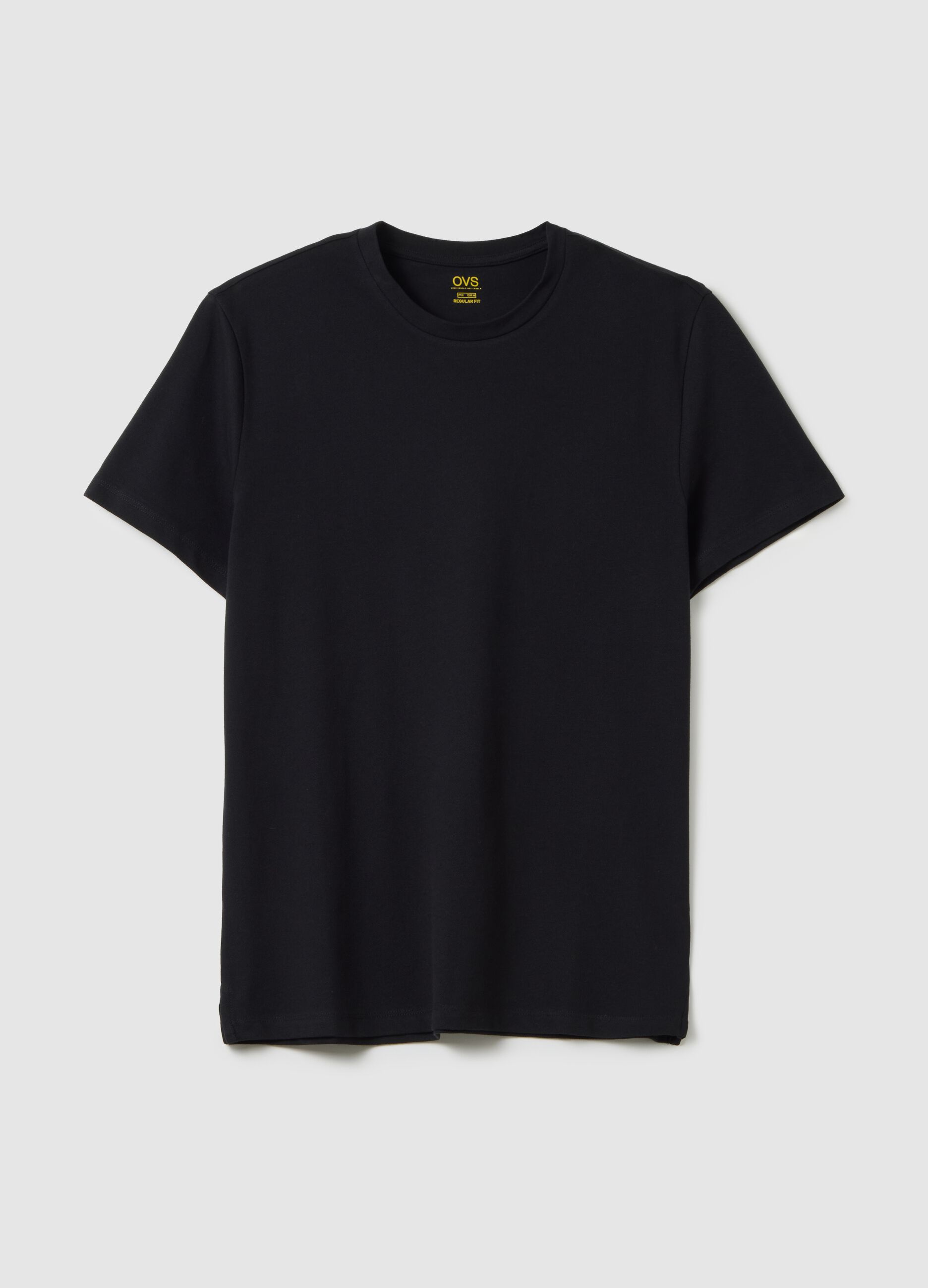 Men's black stretch cotton regular fit T-shirt