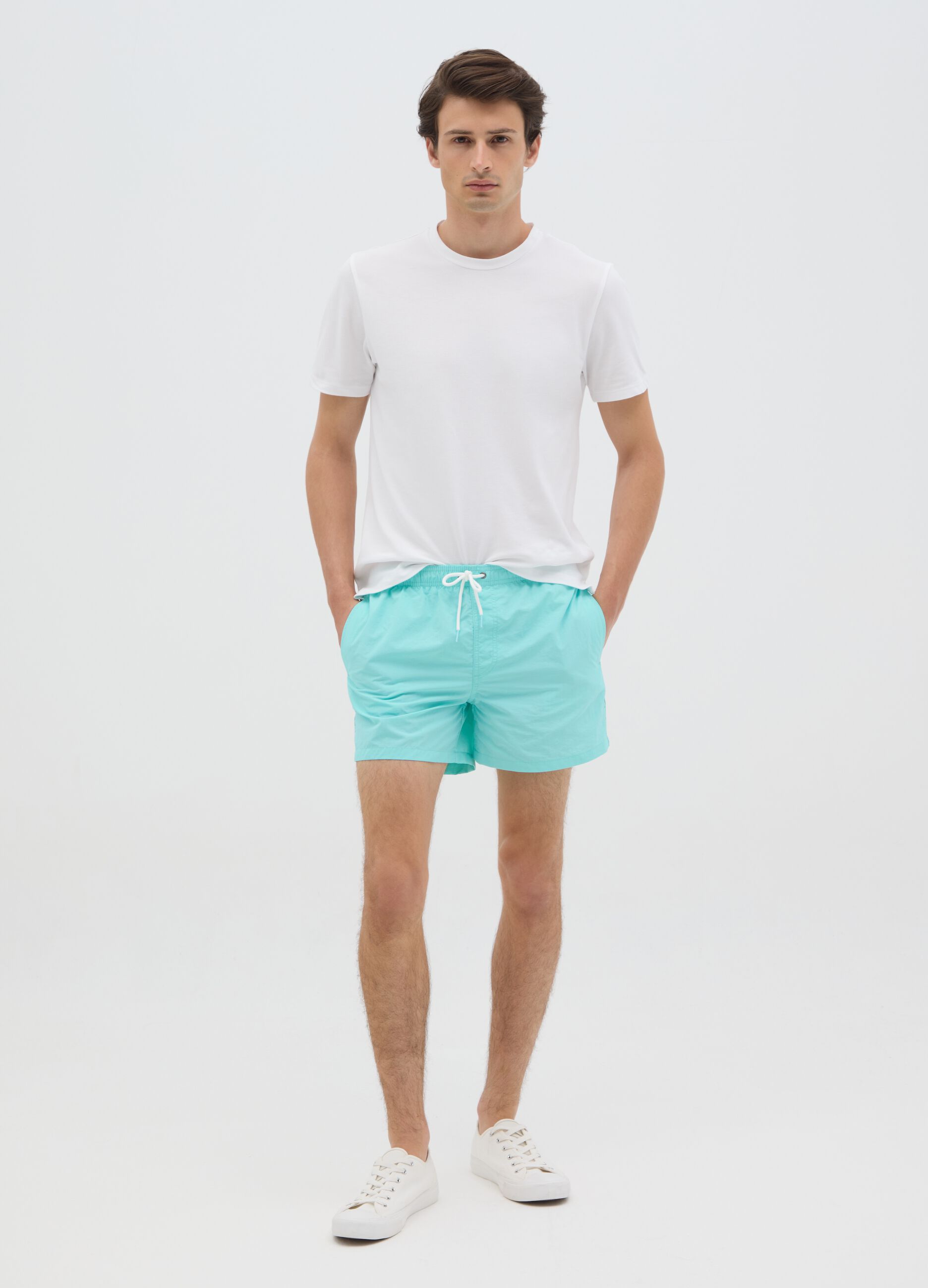 Pantaloncini da uomo in misto azzurro regular fit