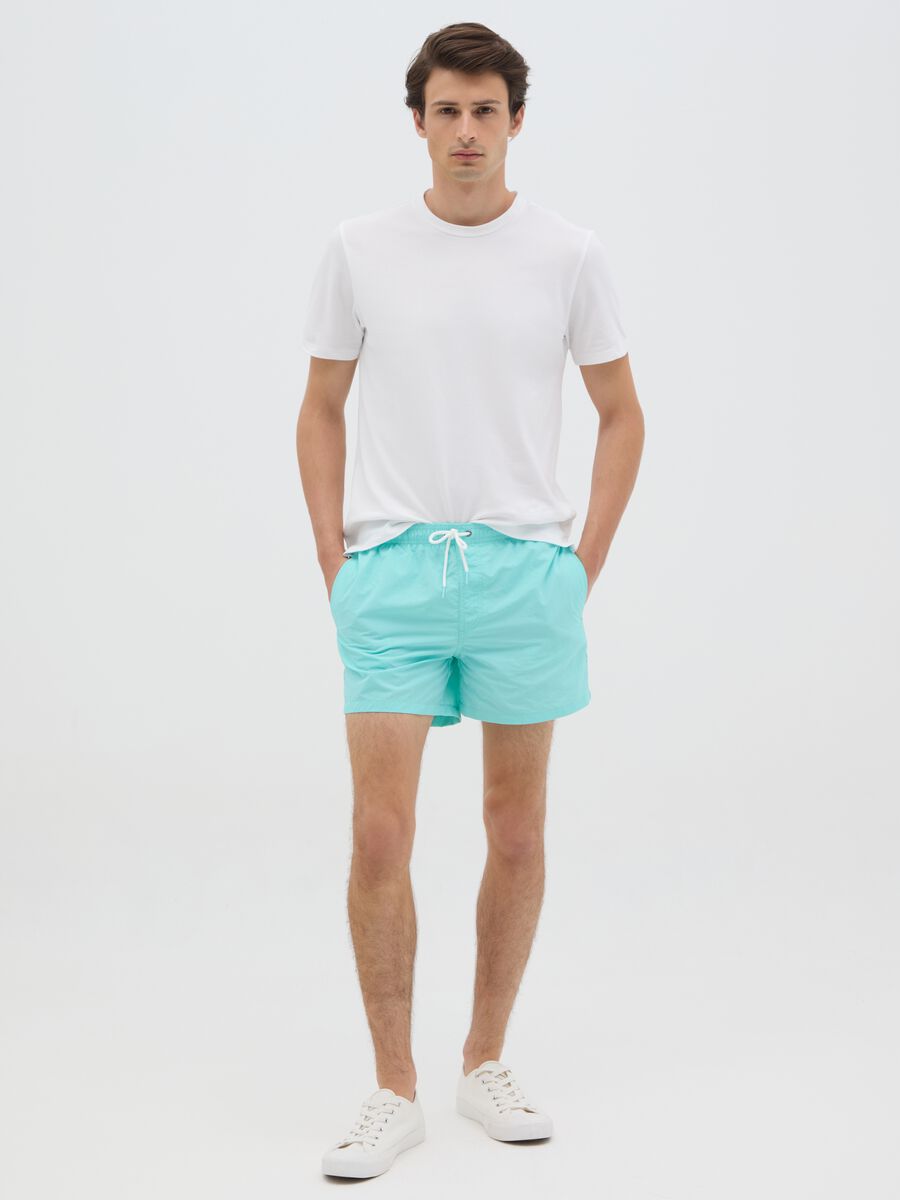 Men's blue mixed regular fit shorts_0