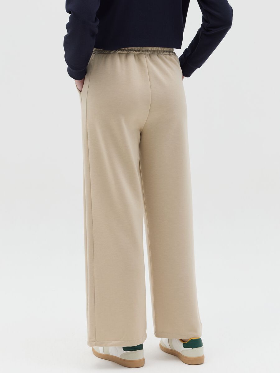 Beige palazzo trousers with drawstring_2