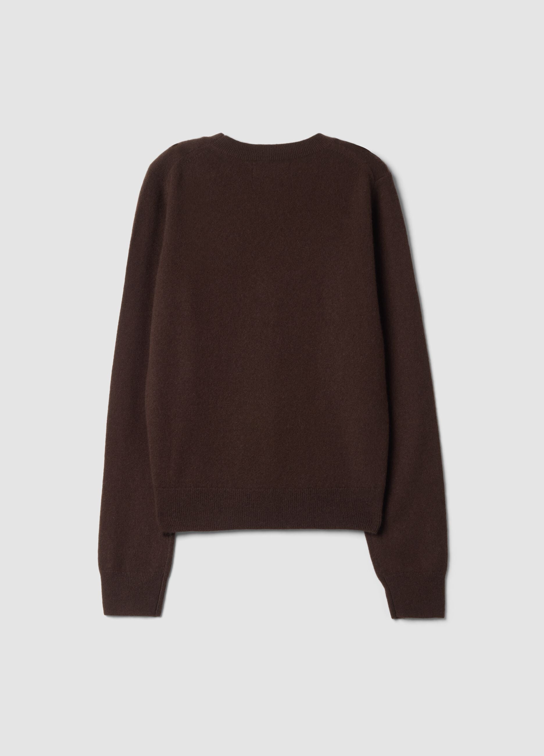 Brown pure cashmere crew-neck jumper