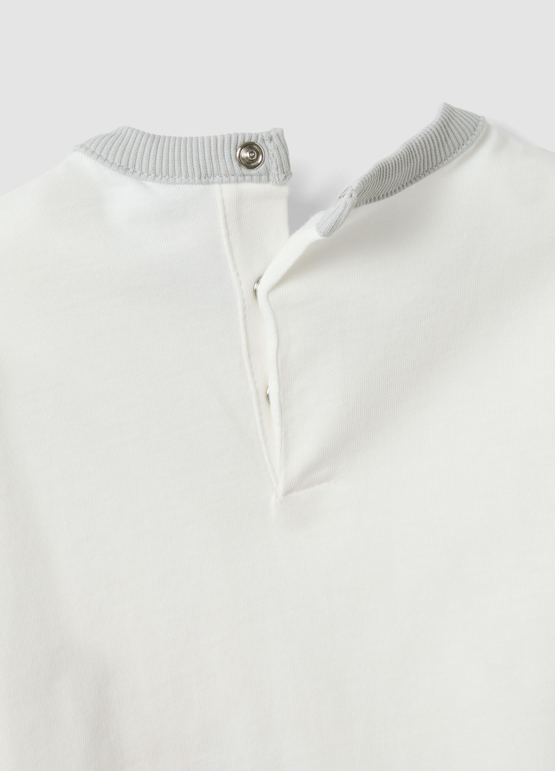 White oversized pure cotton T-shirt with print for baby boy