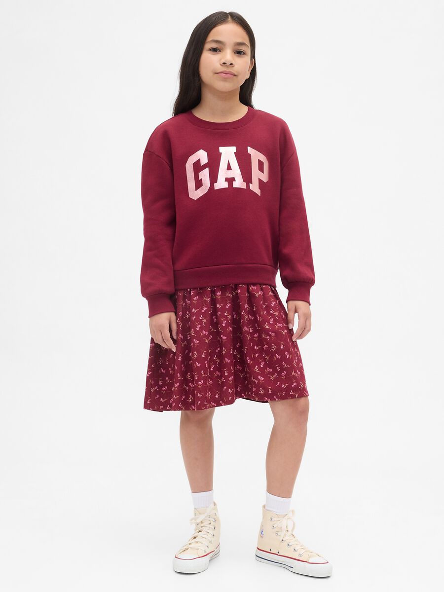 Vestito rosso per bambina con scollo rotondo_0