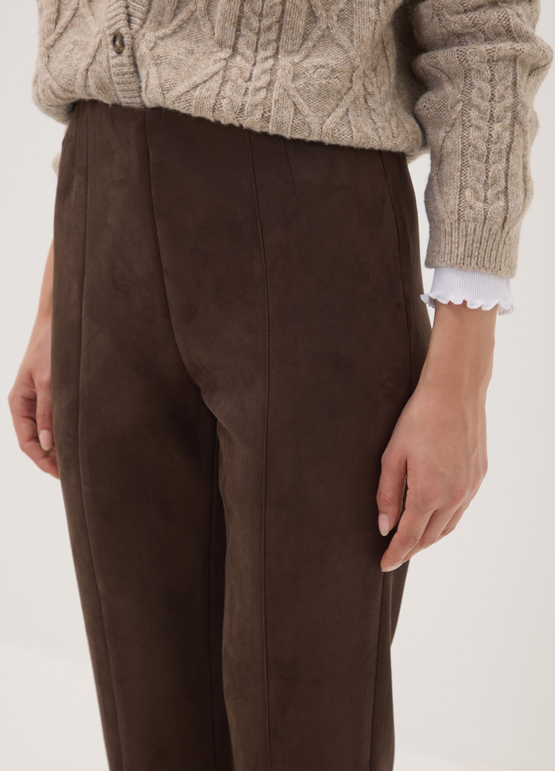 Leggings marroni in tessuto elasticizzato slim fit