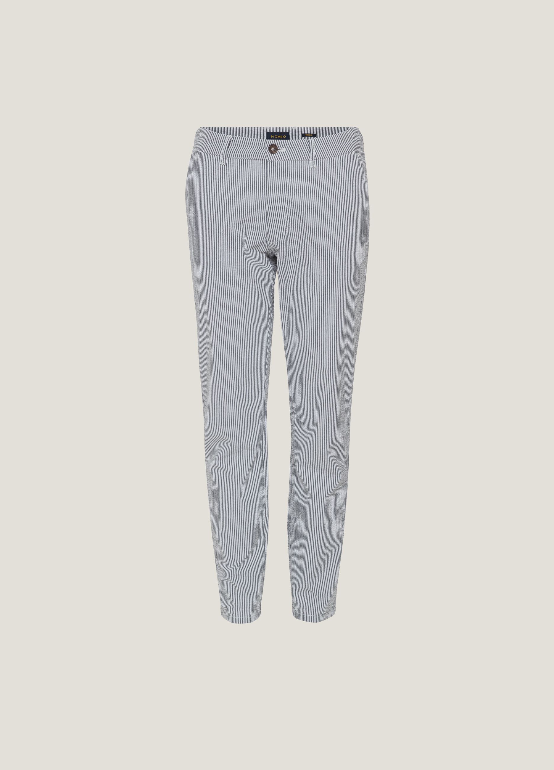 Pantaloni chino in cotone seersucker_3