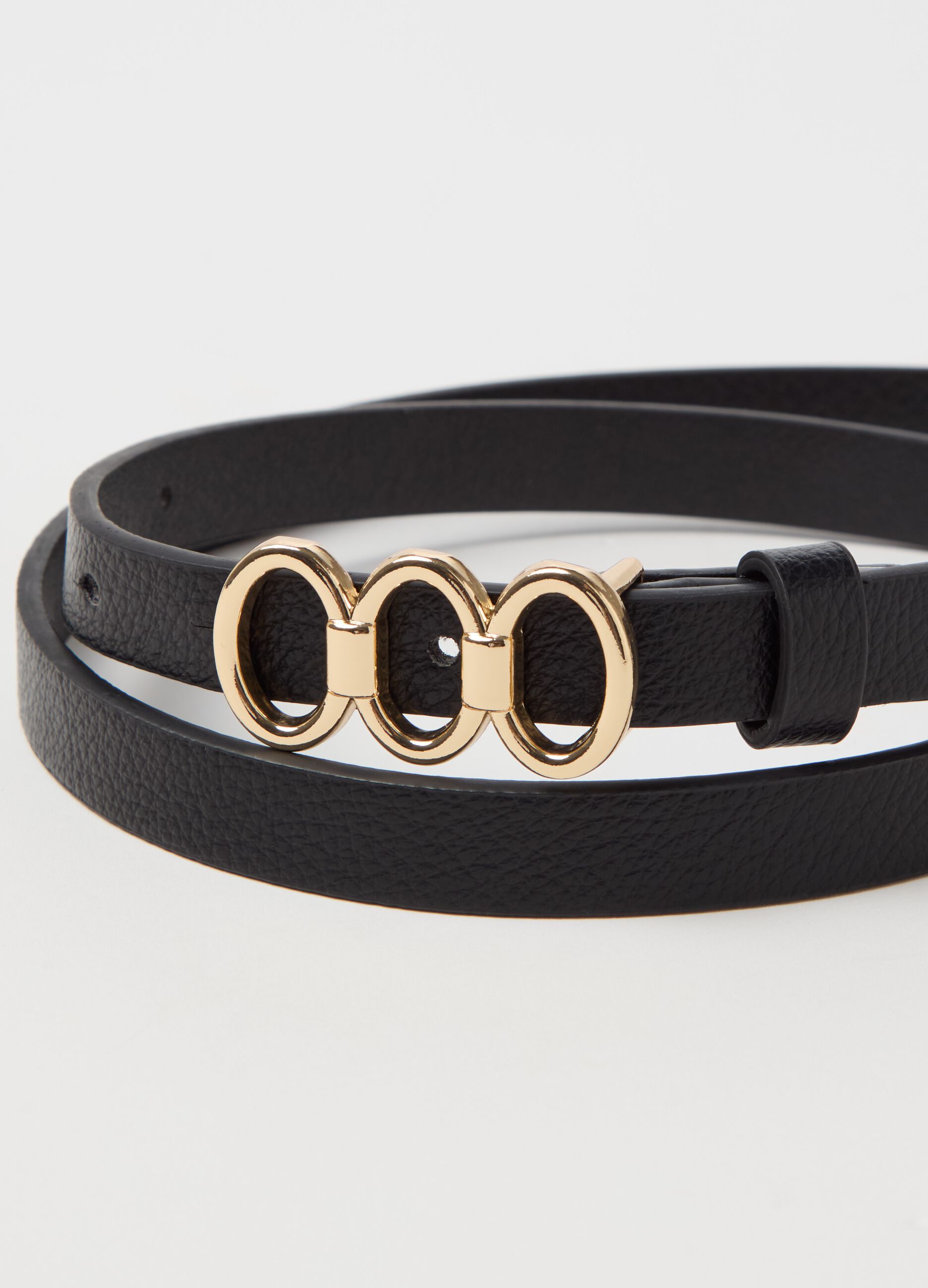 Belt with three-ring buckle