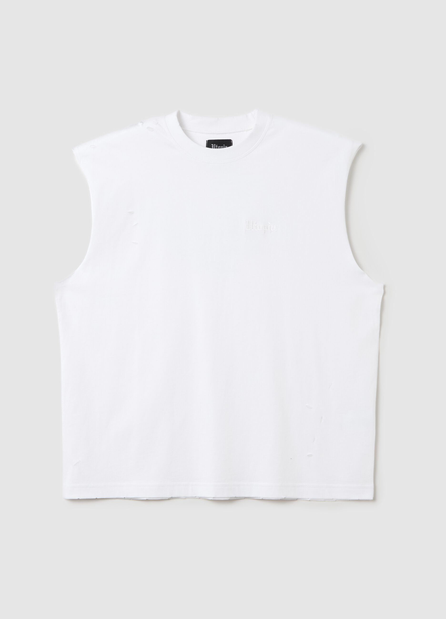 Distressed Tank Top White