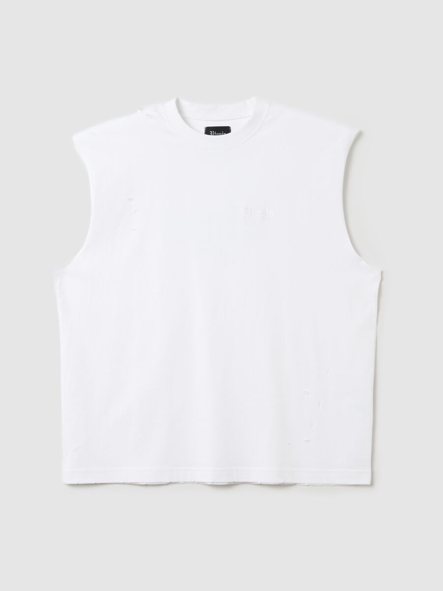 Distressed White Tank Top_5