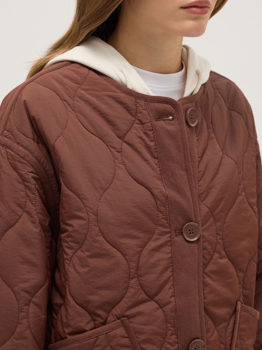 Brown padded jacket regular fit with buttons_3