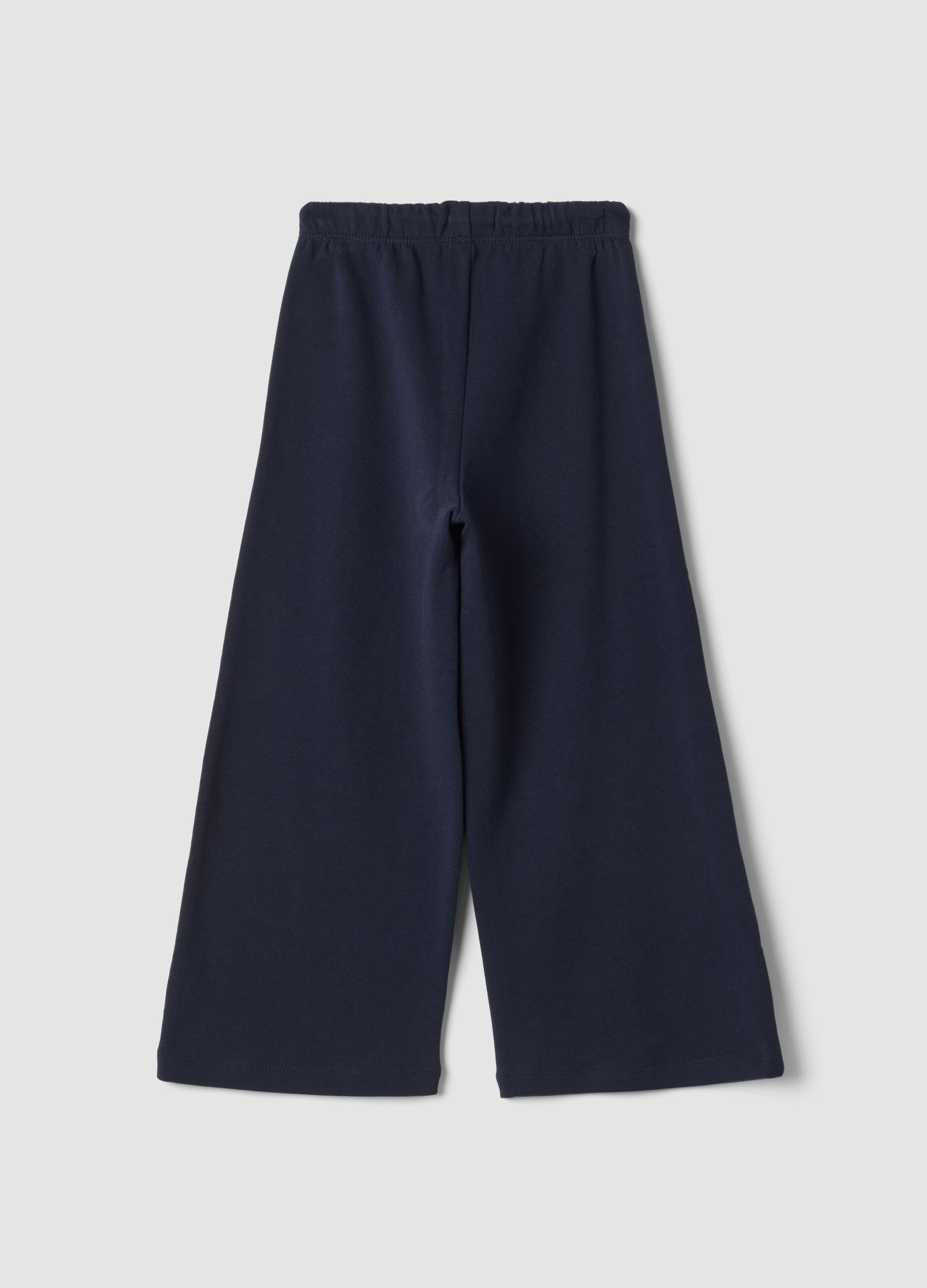 Pantaloni blu in puro cotone a gamba ampia