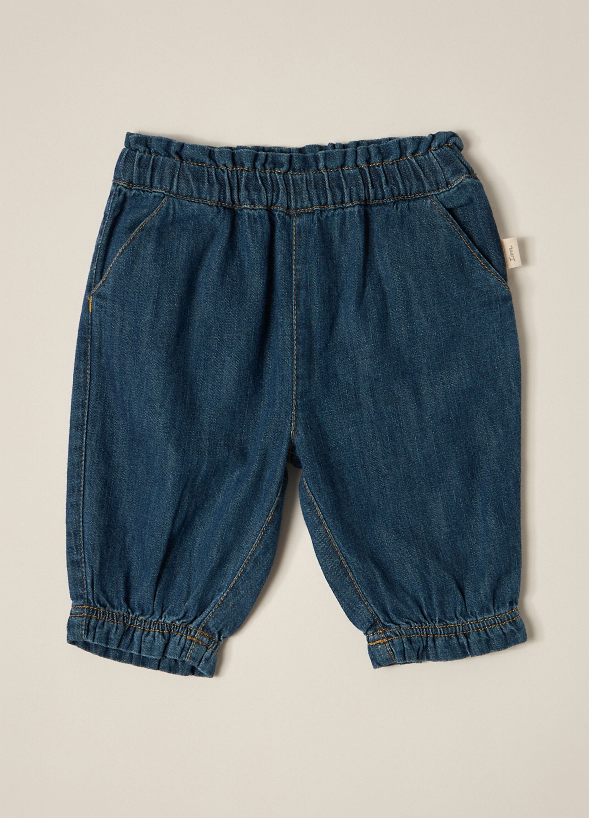 IANA newborn girl trousers in 100% cotton denim