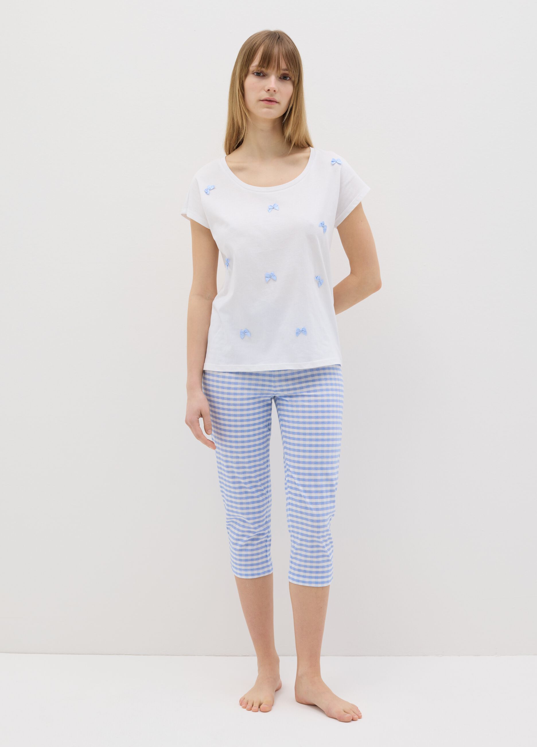 Light blue pyjama top with bows