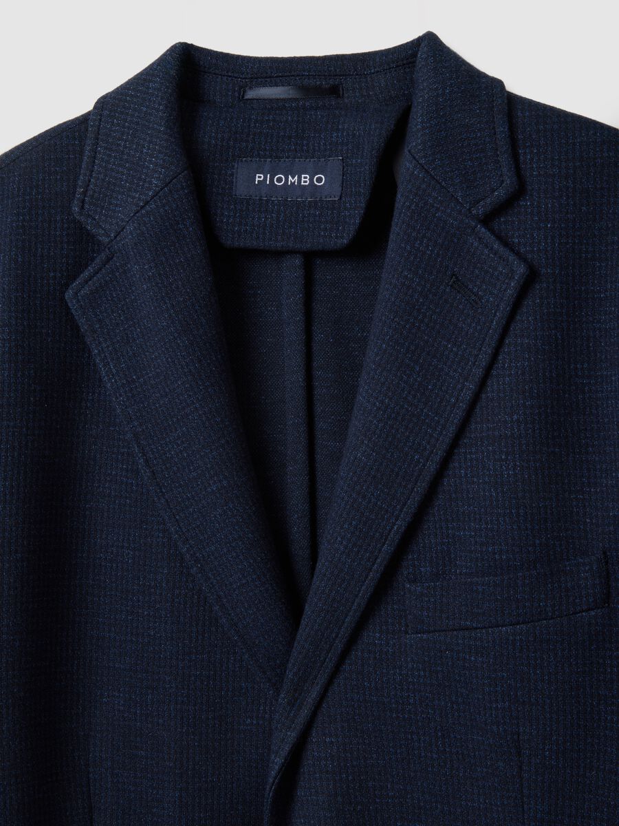 Blazer in cotone elasticizzato blu slim fit_1