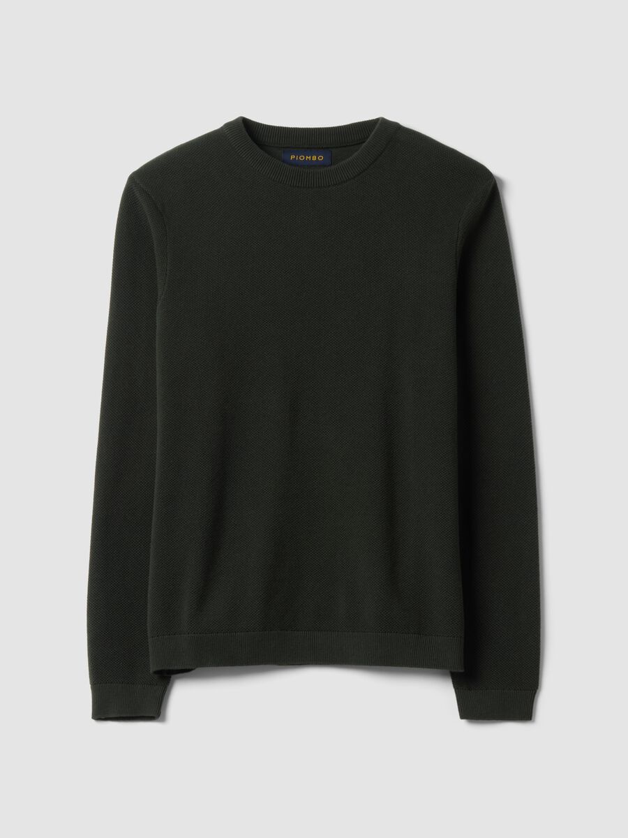 Maglia verde in puro cotone girocollo regular fit_4