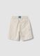 White linen-cotton blend shorts with elasticated waist, regular fit_1