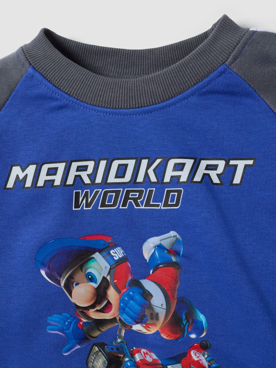 Felpa blu in misto cotone con stampa Mario Kart over fit_2