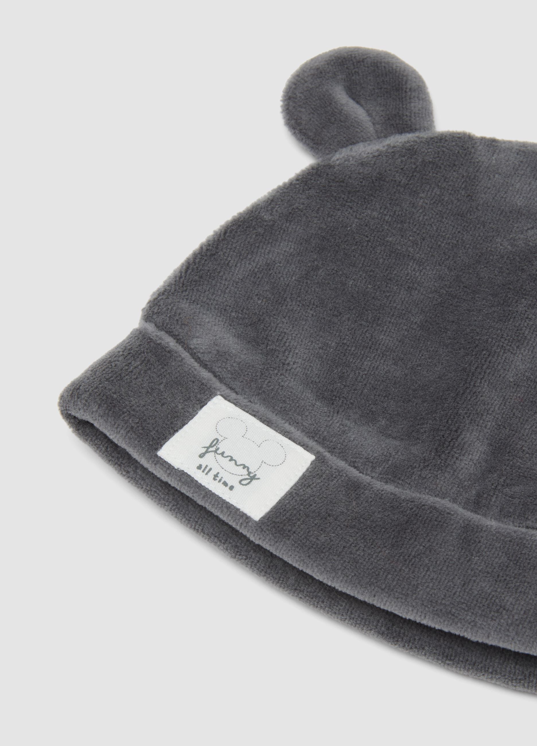 Grey Mickey Mouse baby set with hat and plush-effect booties