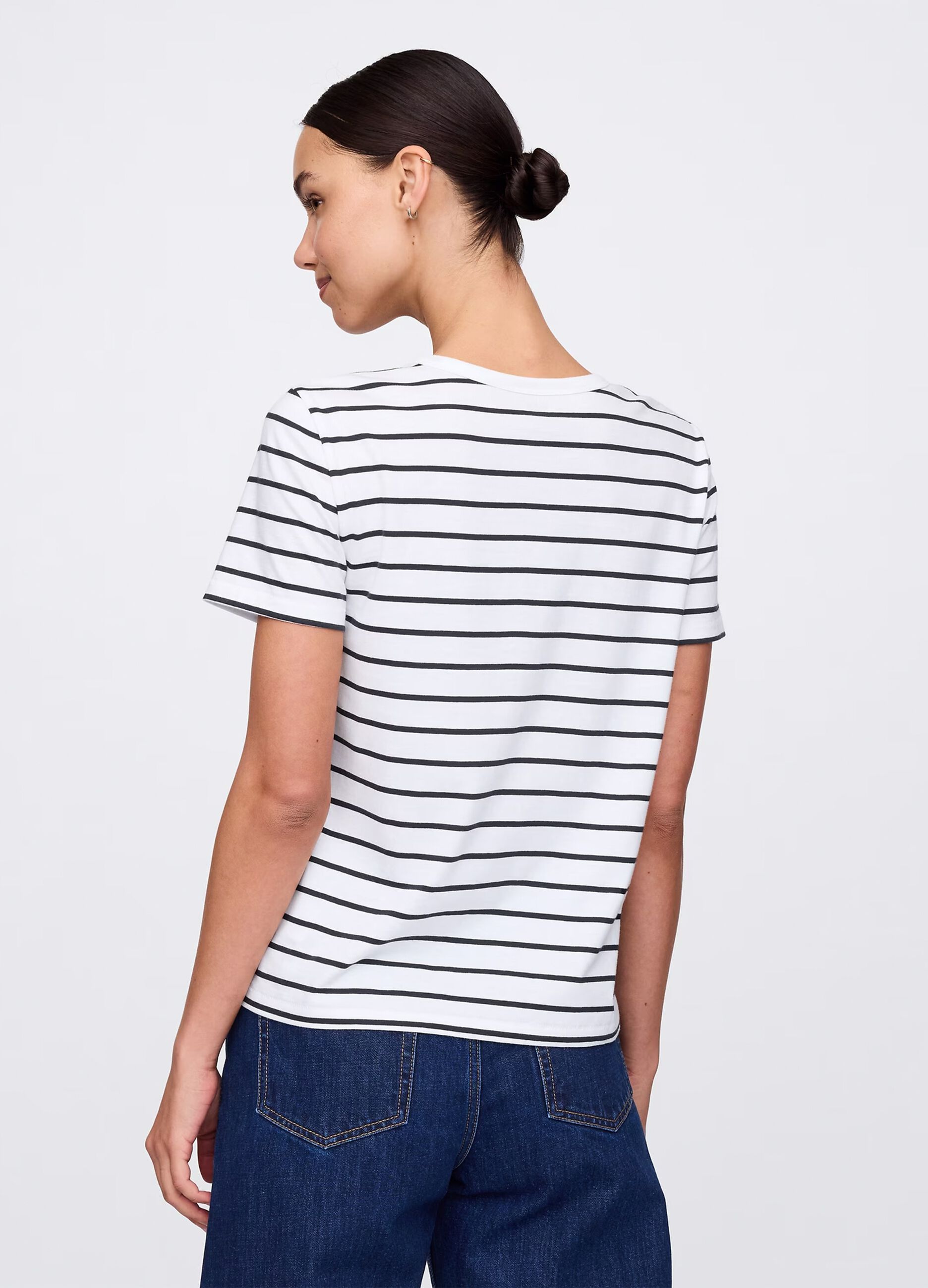 Black and white striped T-shirt in cotton