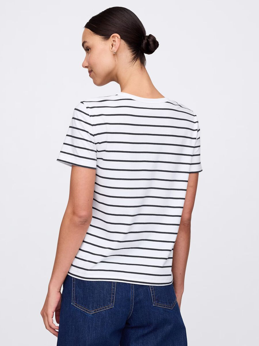 Black and white striped T-shirt in cotton_2