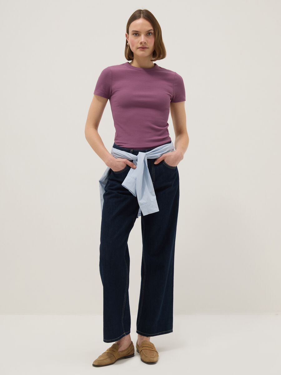 Purple fitted short-sleeve stretch cotton T-shirt_2