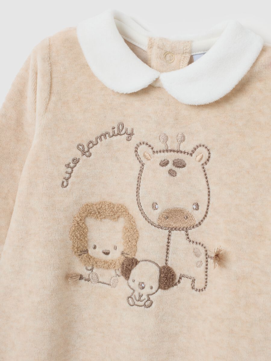 Beige Cotton Blend Baby Onesie_3