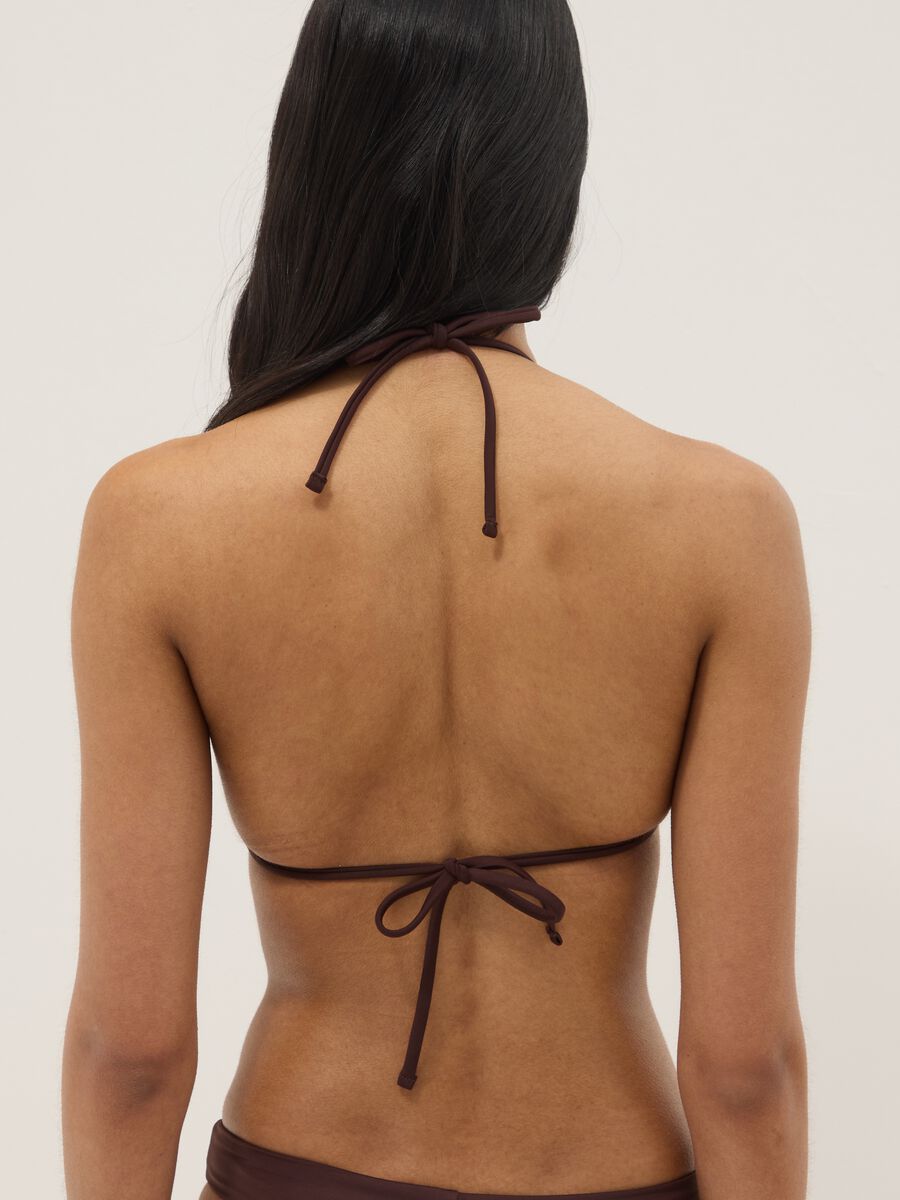 Brown triangle bikini top in stretch fabric_2
