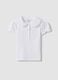 White short-sleeve stretch-cotton polo with ruffled collar_0