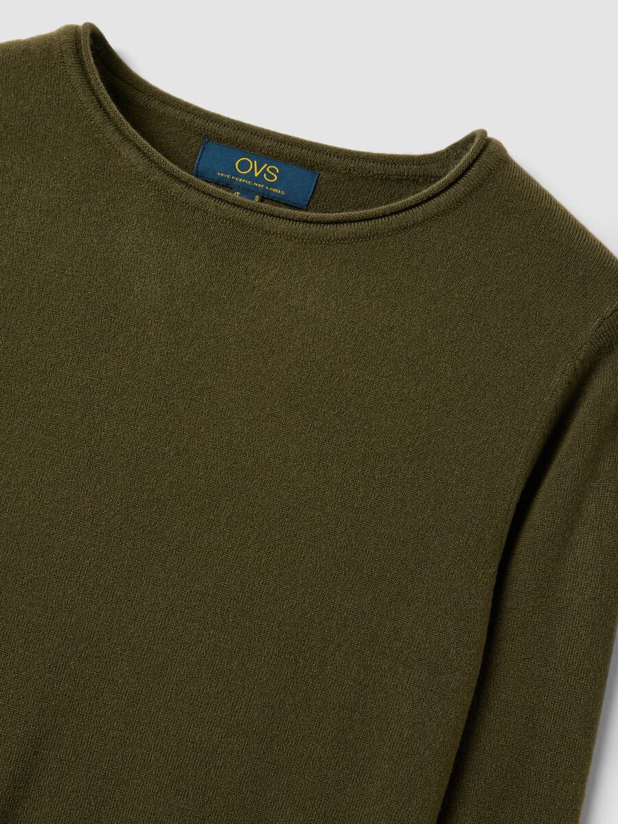 Maglia verde girocollo fitted a maniche lunghe_5