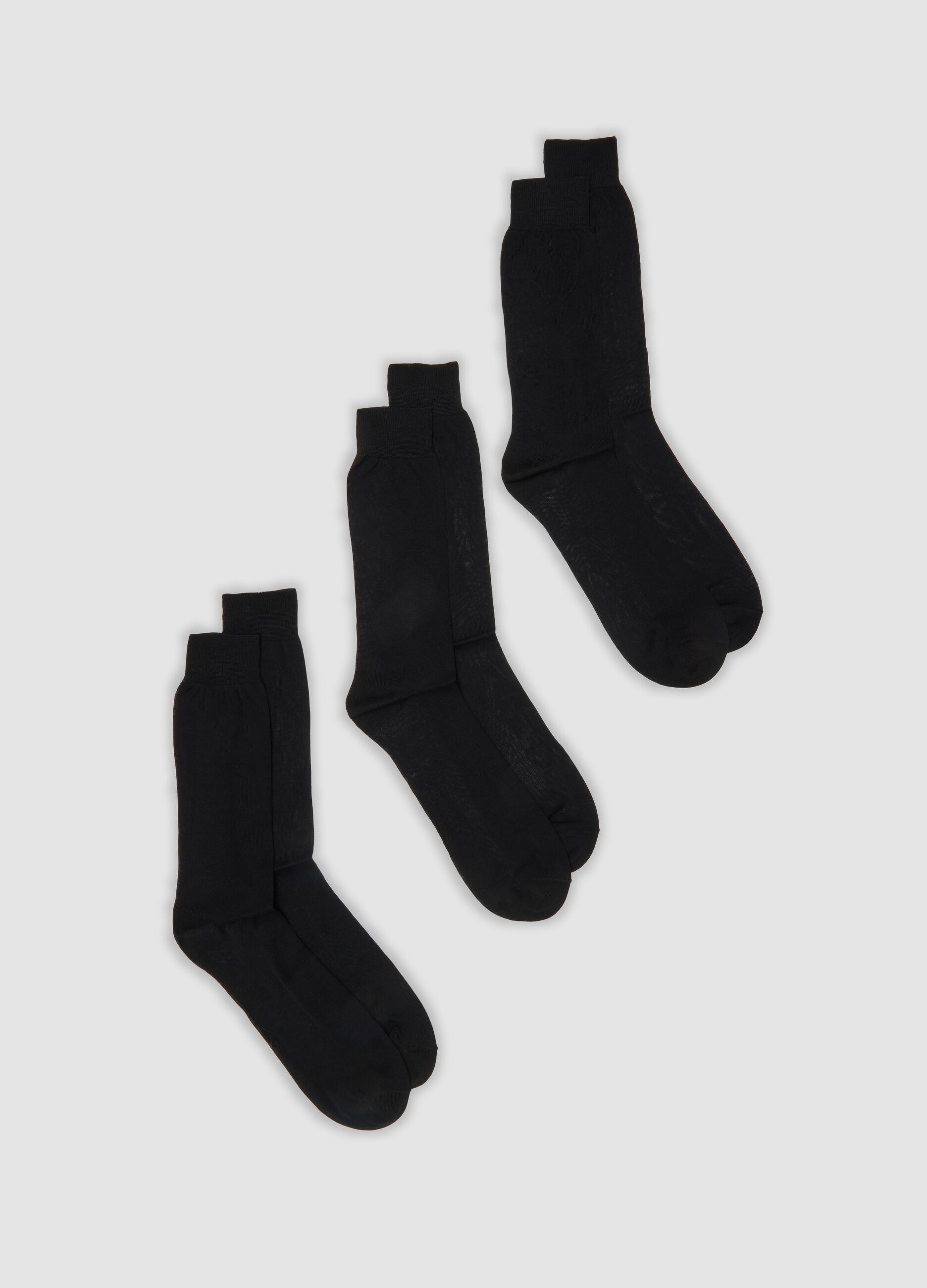 Three-pack of black socks in pure cotton Fil d&rsquo;&Eacute;cosse