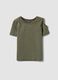 Green cut-out stretch cotton slim fit girl T-shirt_0